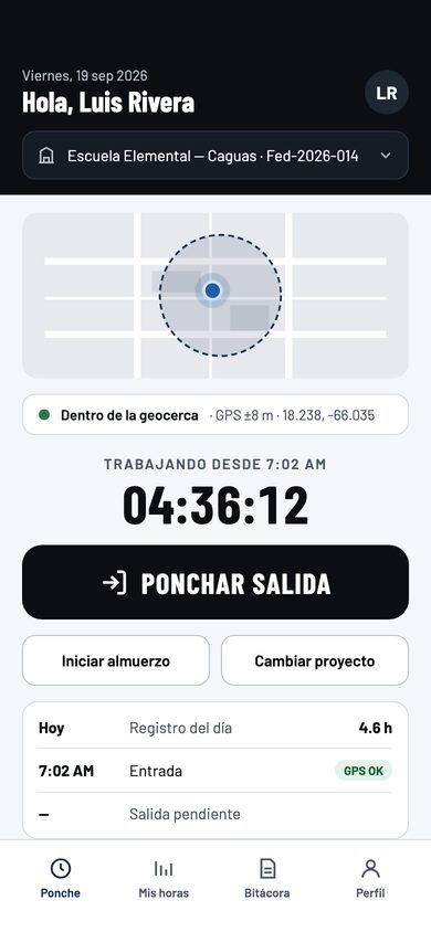 Pantalla de ponche con GPS